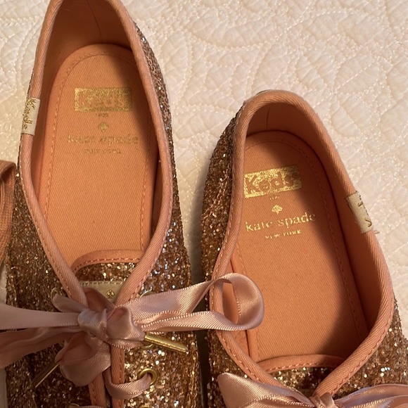 Glittery Rose Gold Women's Sneakers - Picture 2 of 5